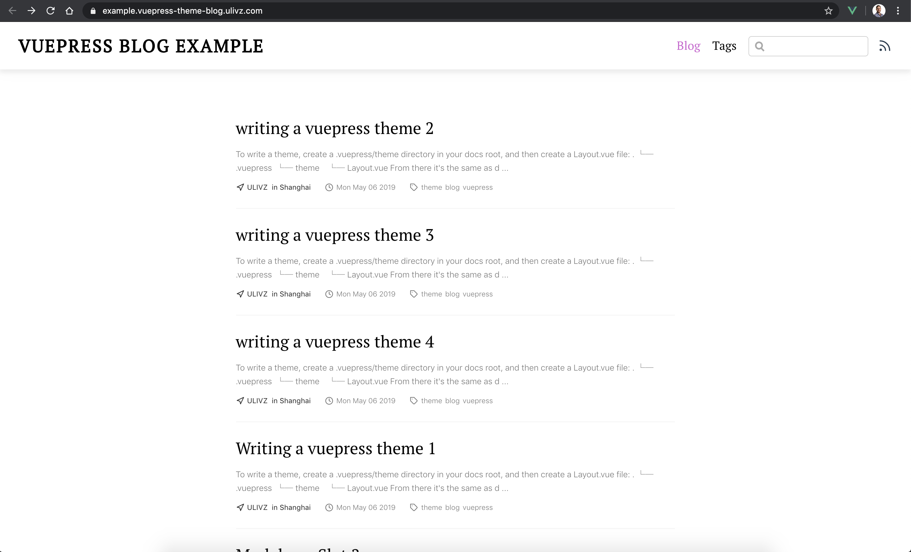 The blog vuepress theme